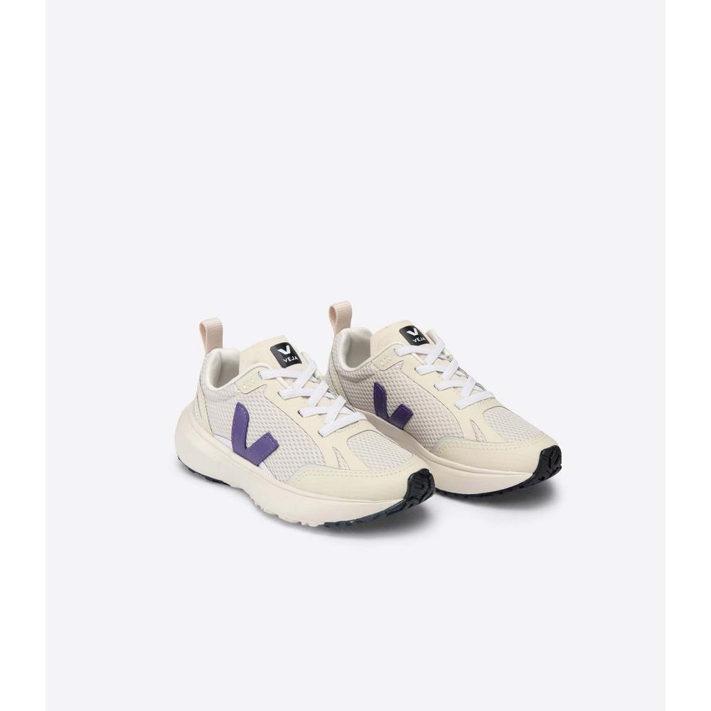 Veja CANARY ELASTIC LACE Kids' Running Shoes Beige/Purple | NZ 709YXF